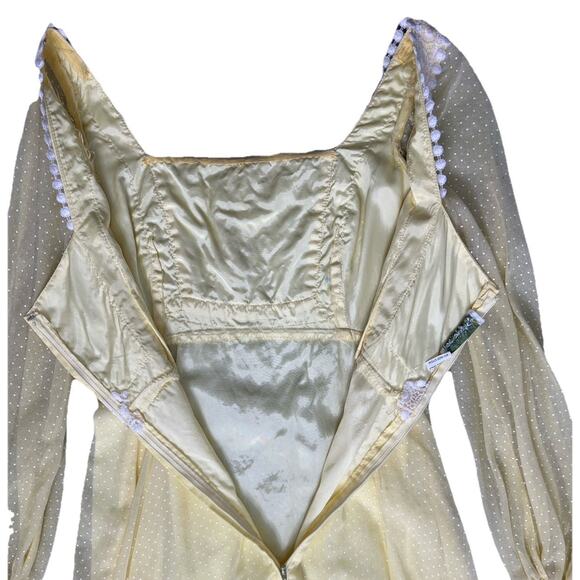 Vintage Sylvia Ann Yellow Swiss Dot Maxi Dress - Picture 14 of 15